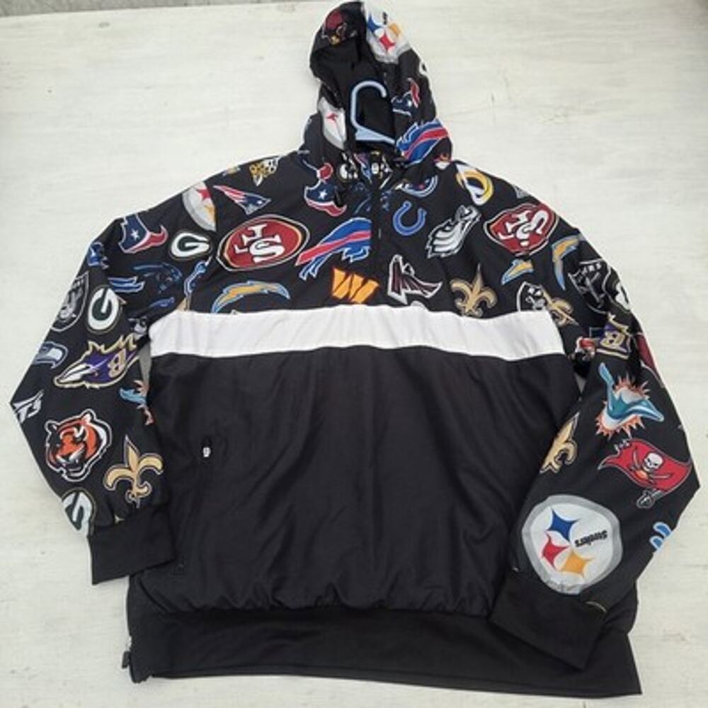 Ultra Game Hoodie 1/4 Zip Jacket NFL Teams Black Mens L Hoodie Windbreaker